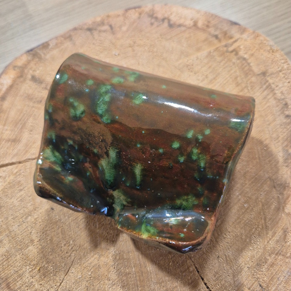Porte savon céramique vert/marron